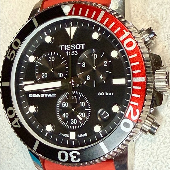 Tissot Seastar Chronograph Date Designer Dive Mens Watch - Picture 4 of 8